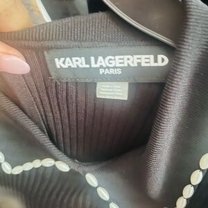 Karl Lagerfeld Black and White Sleeveless High Low Dress
